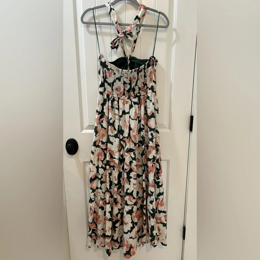 Abercrombie & Fitch Floral Strapless Maxi Dress in Pink and Green